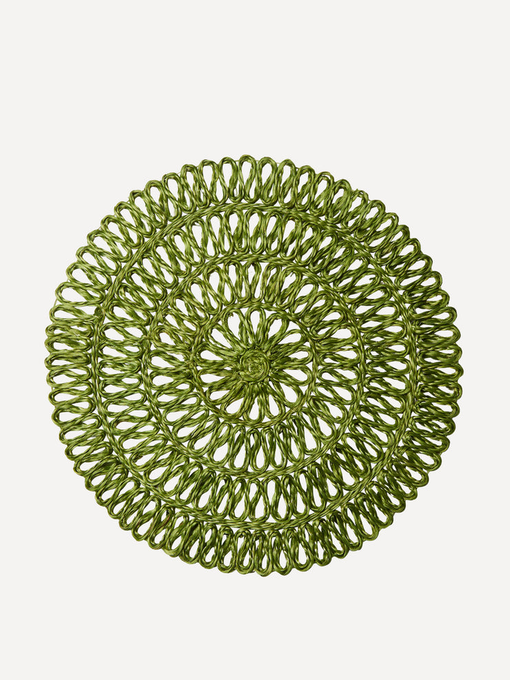 Braided green fern abaca placemat