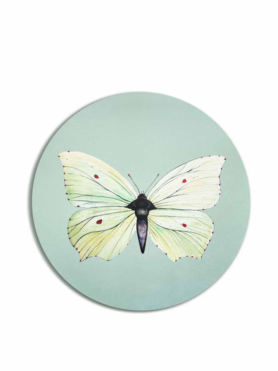 Bertioli By Thyme x Bell Hutley Icy blue brimstone butterly placemat at Collagerie