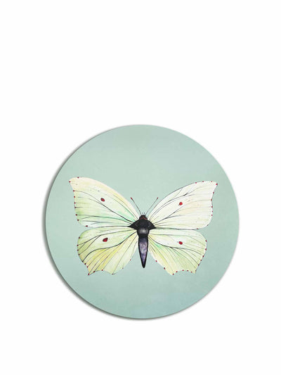 Bertioli By Thyme x Bell Hutley Icy blue brimstone butterfly coaster at Collagerie