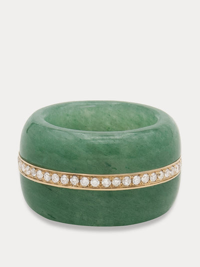By Pariah Pebble cocktail ring in green aventurine at Collagerie