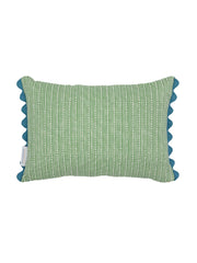 Guatemalan pink gingham and green reversible oblong cushion
