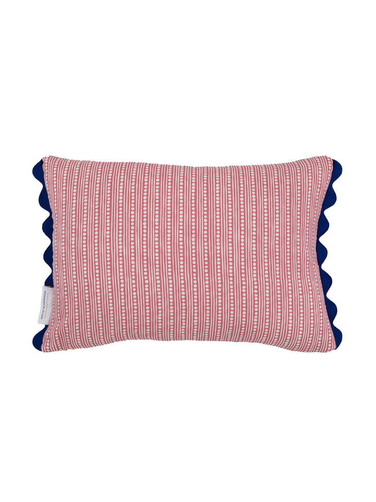 Guatemalan lilac gingham and pink reversible oblong cushion