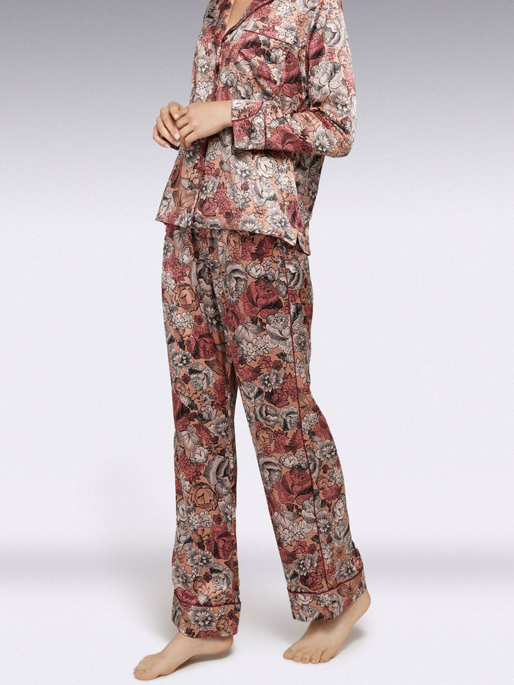 Rose multi floral printed colette silk pyjama set