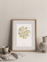 A vintage screen-print depicting beautiful wildflowers, gracefully converging traditional pattern with contemporary presentation to adorn your walls. Collagerie.com