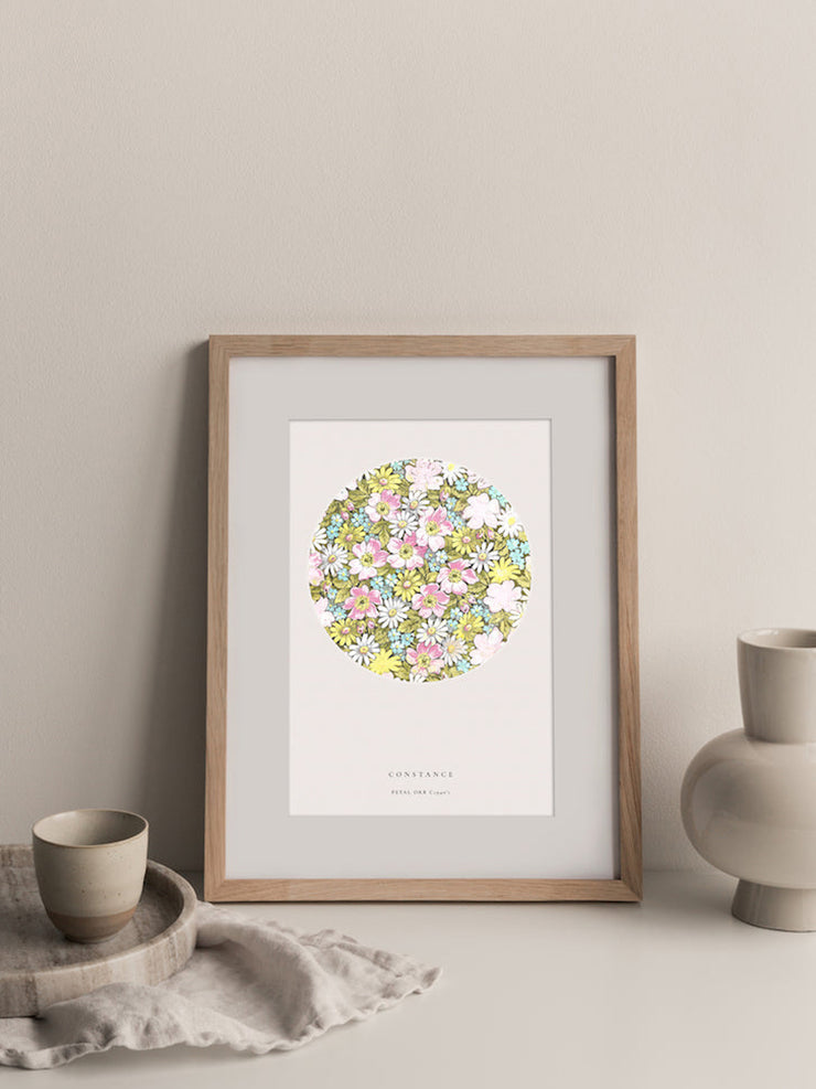 A vintage screen-print depicting beautiful wildflowers, gracefully converging traditional pattern with contemporary presentation to adorn your walls. Collagerie.com