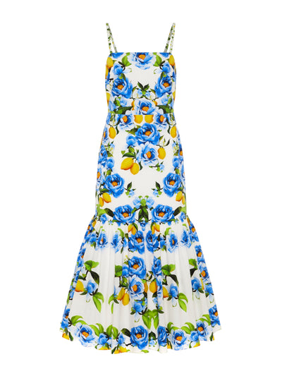 Borgo De Nor Corniela cotton midi dress, peonia blue at Collagerie