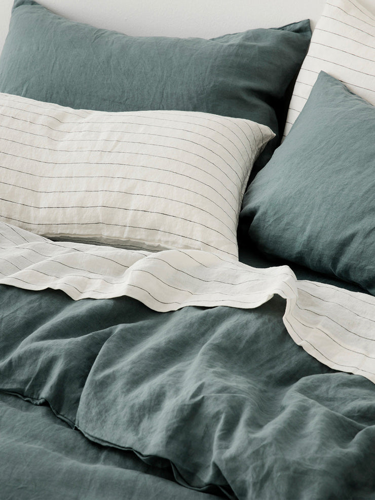 Bluestone linen sheet set with pillowcases