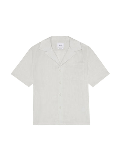 With Nothing Underneath The Cabana: stone white linen shirt at Collagerie