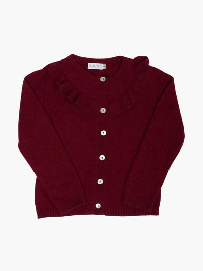 Amaia Rust red Carla ruffle cardigan at Collagerie