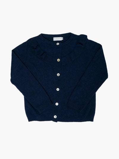 Amaia Navy blue Carla ruffle cardigan at Collagerie