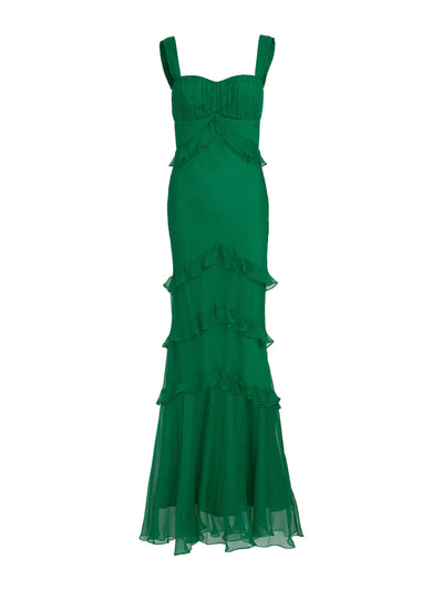 Saloni Chandra dress in emerald green at Collagerie