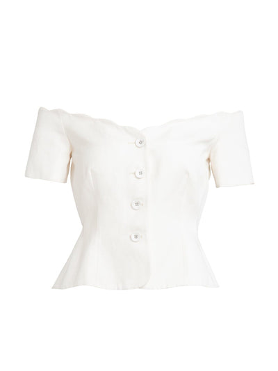 Saloni Clementine scallop top in cream at Collagerie