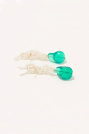 "Gotcha" pearl and green resin gold vermeil earrings