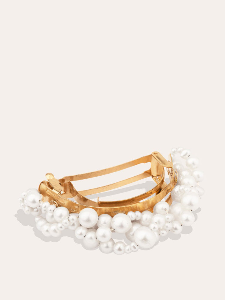 "Where The Sea Used To Be" pearl and gold plated hair barrette