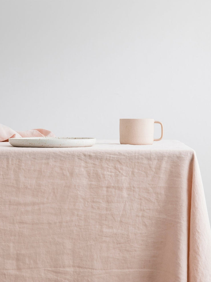 Blush linen tablecloth