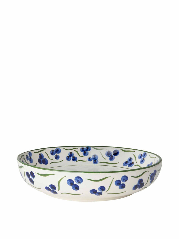 Blue and green chintamani ceramic shallow bowl