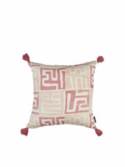 Kenil pink and indira stripe pink square cushion with pink tassels
