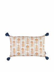 Killi stripe orange and ticking stripe ginger with blue tassels