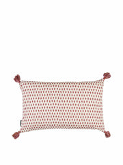Bolton pink/raspberry and anni red cushion with multi-coloured tassels