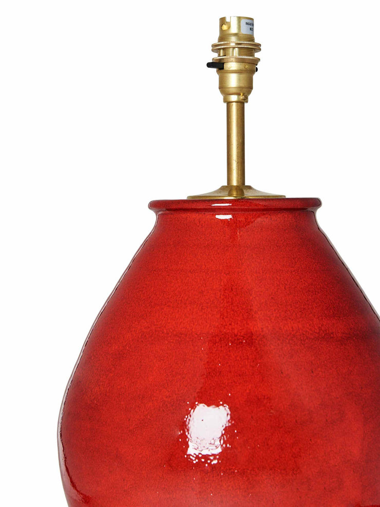 Red rounded urn ceramic lamp base