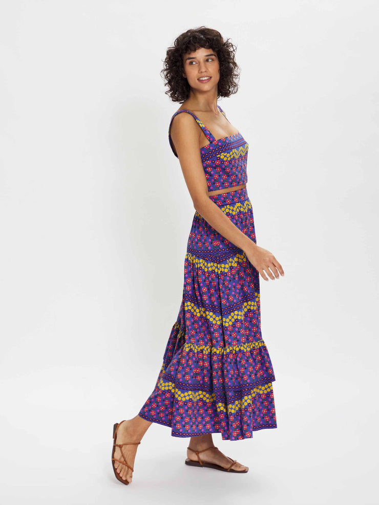 Didi flower power cotton midi skirt