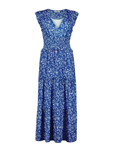 Baukjen Blue and white printed beverly maxi dress at Collagerie