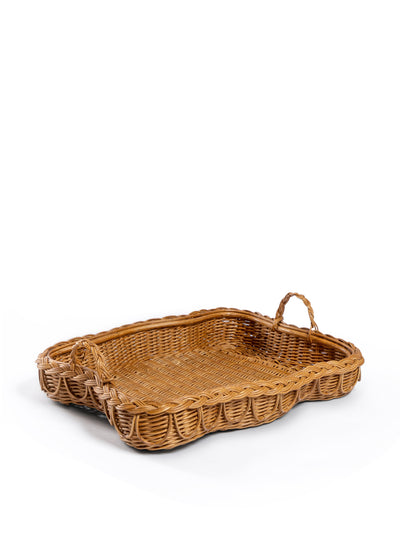 Sharland England Hadley scalloped rattan tray at Collagerie
