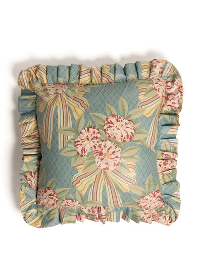 Sharland England Camellia Ribbon frill throw cushion cover at Collagerie