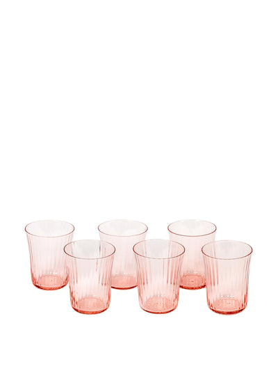 Sharland England Handmade blush pink glasses (set of 6) at Collagerie