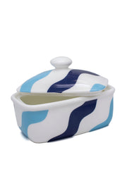 Blue and white butter dish
