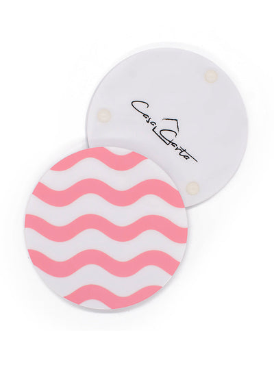 CasaCarta Set of 4 pink and white round coasters at Collagerie