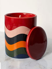 Multi coloured scallop candle