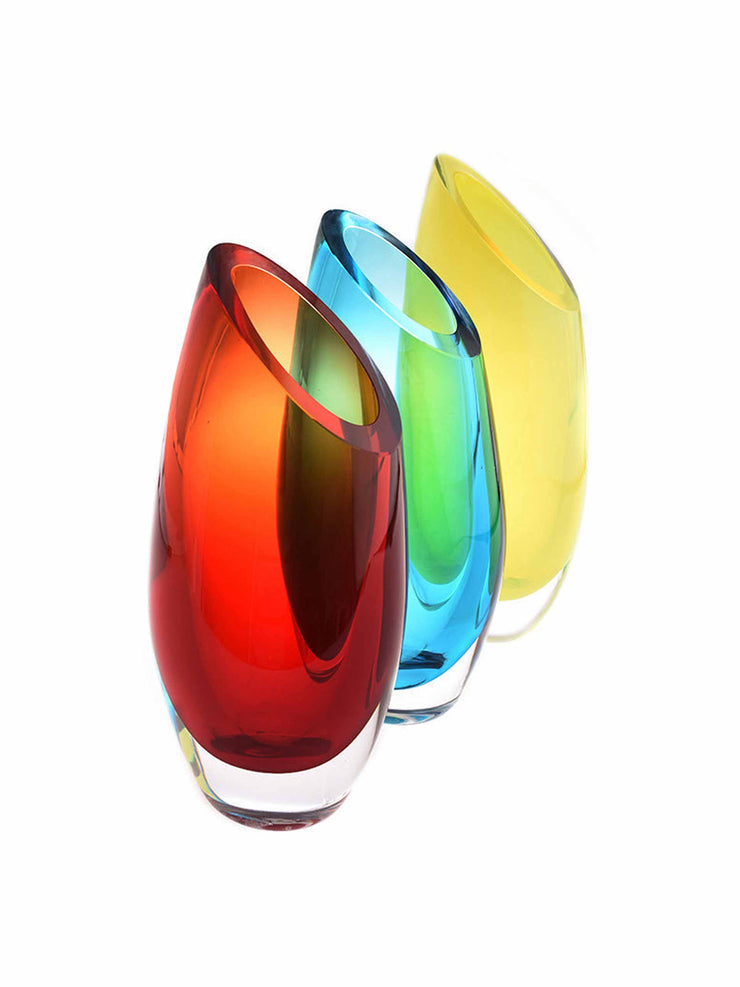Teal bown glass vase