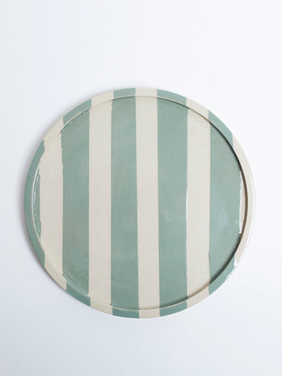 KS Creative Pottery Green stripe small plate at Collagerie