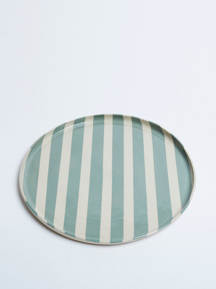 Green stripe serving platter