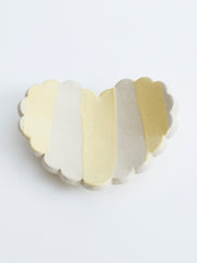 Yellow stripe scalloped heart trinket dish