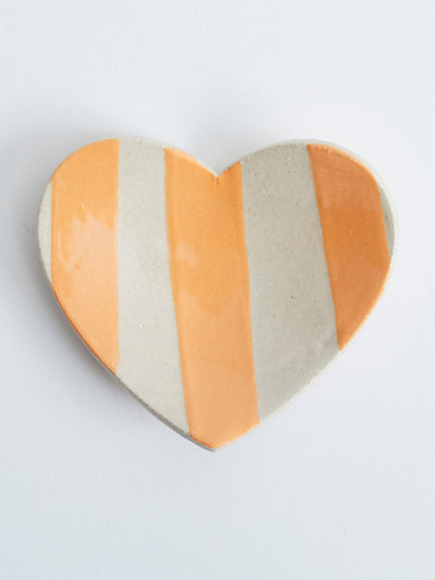 KS Creative Pottery Orange stripe heart trinket dish at Collagerie