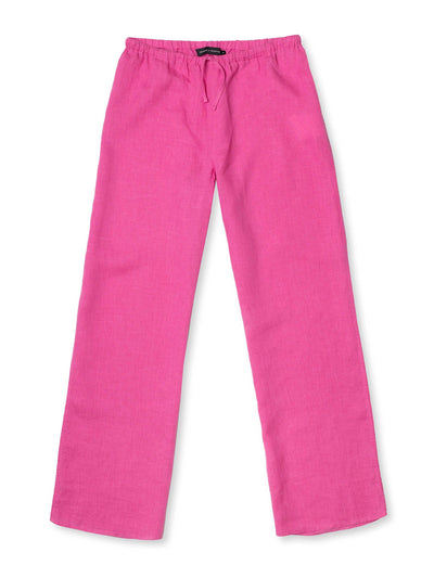 Desmond & Dempsey Cerise pink linen lounge trouser at Collagerie