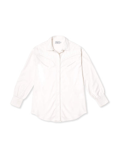 Desmond & Dempsey White brushed twill The Ranch lounge shirt at Collagerie