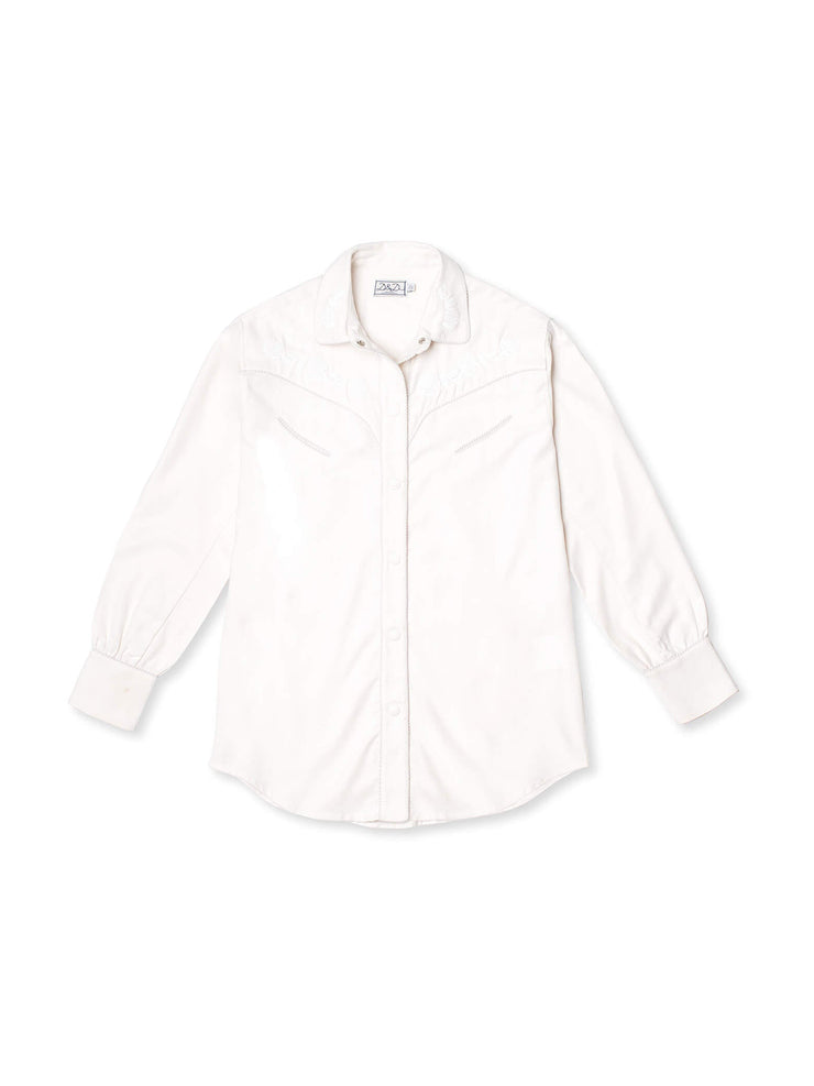 Inspired by vintage ranch shirts, this brushed cotton cowboy shirt is exquisitely embroidered, and super comfortable. Collagerie.com