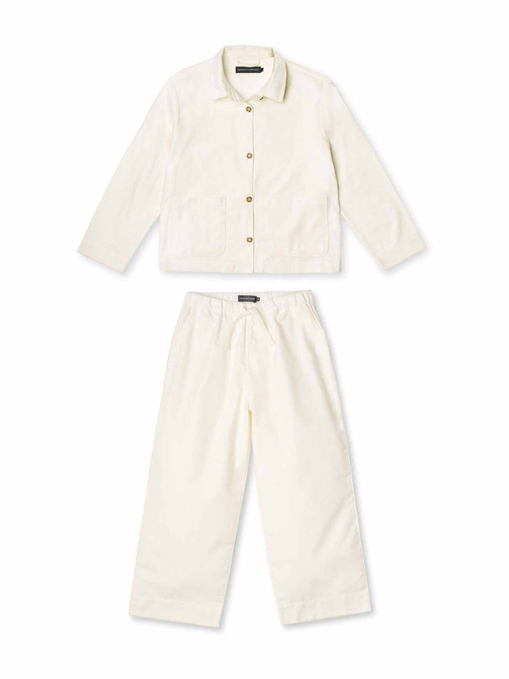 Pocket cotton cream pyjama set brushed