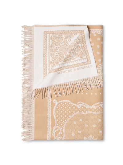 Desmond & Dempsey Sand and cream bandana print blanket at Collagerie