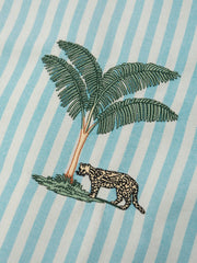 Turquoise lounge shirt L'Ocelot Femelle embroidery stripe