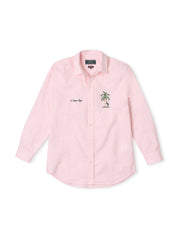 Pink lounge shirt with L'Oiseau Royal embroidery