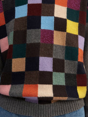 Patchwork hand knitted crewneck in multicolour