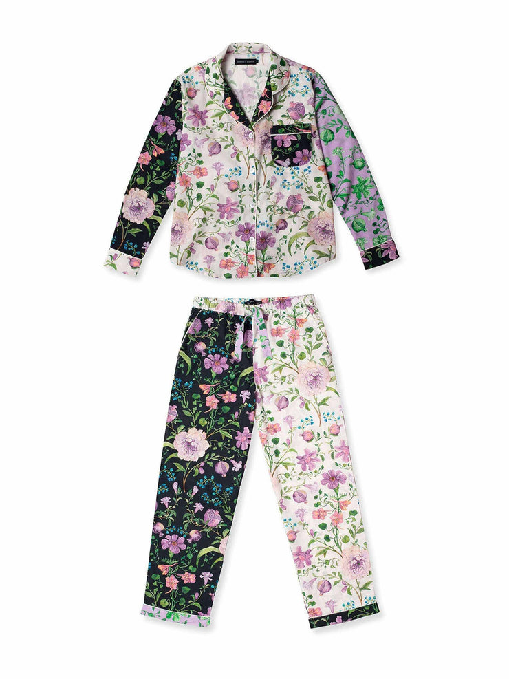 Long Persephone lavender floral print patchwork pyjama set