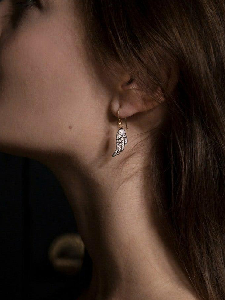 Diamond angel wing earrings