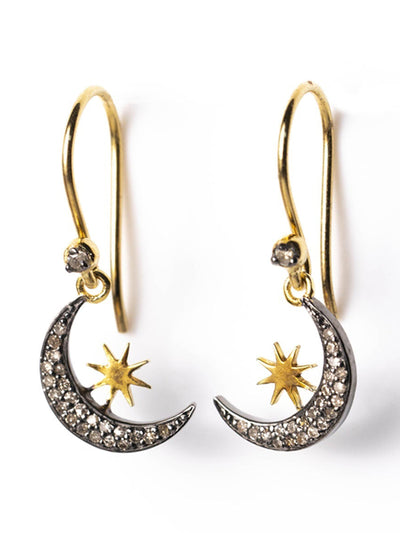 Kirstie Le Marque Diamond moon and star earrings at Collagerie