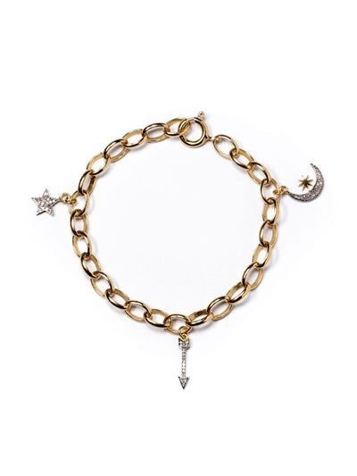 Kirstie Le Marque Diamond moon and stars charm bracelet at Collagerie
