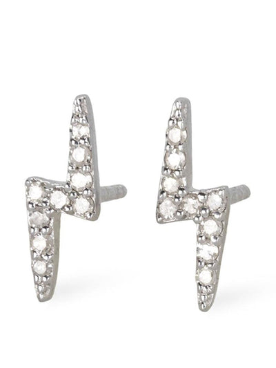 Kirstie Le Marque Diamond and silver lightning bolt stud earrings at Collagerie